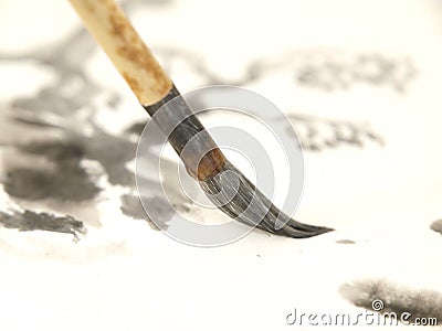 Chinese Ink Brush Stock Photo