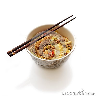 Chinese instant noodle in a bowl. Stock Photo