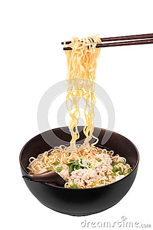 Chinese instant noodle with minced pork Stock Photo