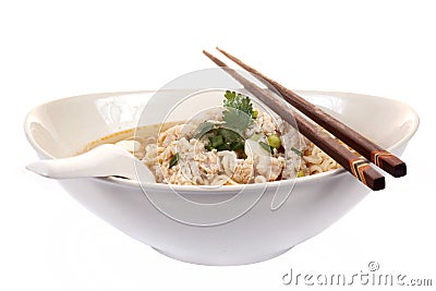 Chinese instant noodle with minced pork bowl isola Stock Photo