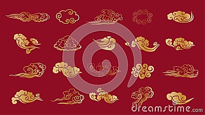 Chinese or japanese or asian cloud set Vector Illustration