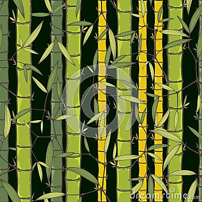 Chinese or japanese bamboo grass oriental wallpaper vector illustration. Tropical asian seamless background Vector Illustration