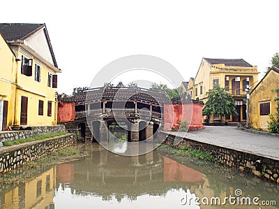 Chinese japanese bridge in HOI-AN, a world cultural heritage place in VIETNAM Stock Photo