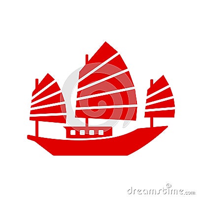 Chinese Junk Boat Icon Vector Illustration