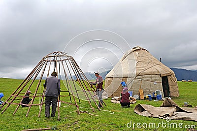 Chinese Kazakh people Construction yurts Editorial Stock Photo