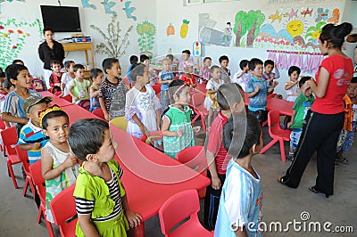 Chinese kindergarden class Editorial Stock Photo