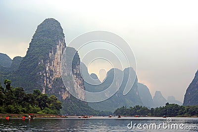 Chinese landscape on the river Stock Photo