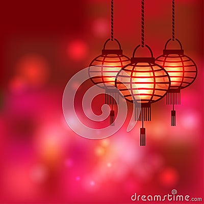 Chinese lantern blurred background Vector Illustration