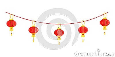 Chinese Lantern garland Vector Illustration