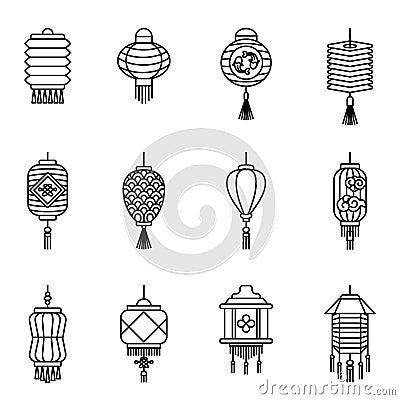 Chinese lantern icon vector. Lantern symbol. Thin line style stock vector. Vector Illustration