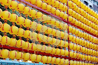 Chinese lanterns displayed at Lungshan Temple Editorial Stock Photo
