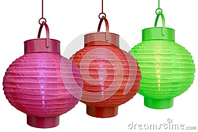 Chinese lanterns - on white Stock Photo