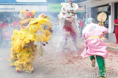Chinese Lion Dance Editorial Stock Photo