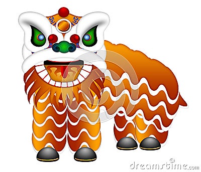 Chinese Lion Dance Full Body Illustration Stock Photo