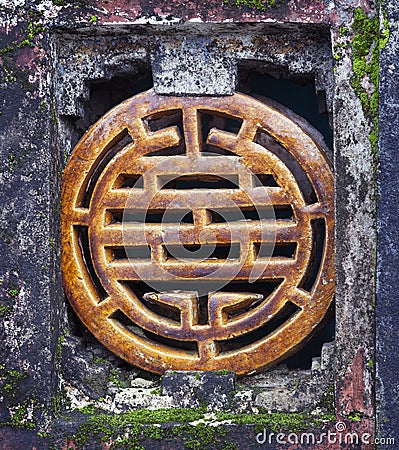Chinese longevity symbol made of ceramic Stock Photo