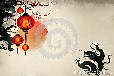 Chinese Lunar New Year of the Dragon Background Stock Photo