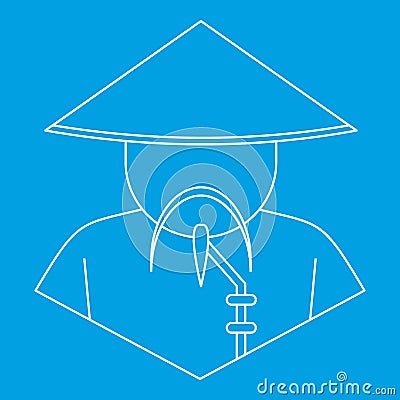 Chinese man icon, outline style Vector Illustration