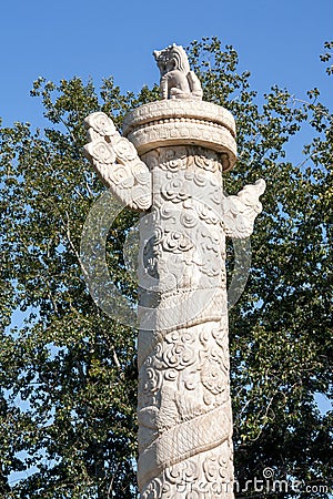 Chinese marble totem pillar Huabiao Stock Photo