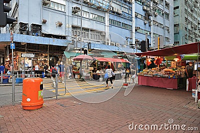Chinese market grocery stall on street, To Kwa Wan 3 July 2022 Editorial Stock Photo