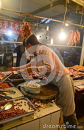 Chinese meat market Editorial Stock Photo