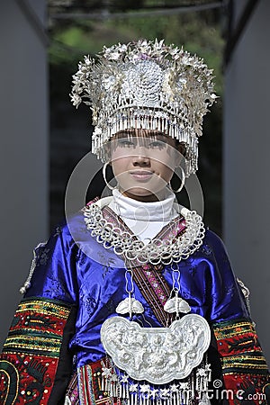 Chinese Miao nationality girl Editorial Stock Photo