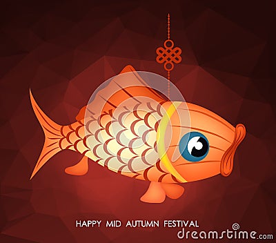 Chinese mid autumn festival polygonal background. Carp lantern Stock Photo