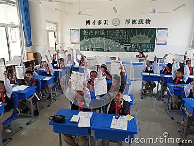 Chinese Middle School Students in Class Editorial Stock Photo