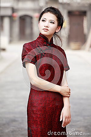 Chinese model in cheongsam Stock Photo