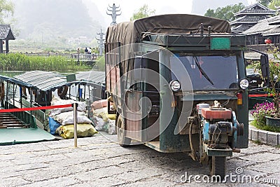 Chinese Motorised Three Wheel Transport Stock Photo