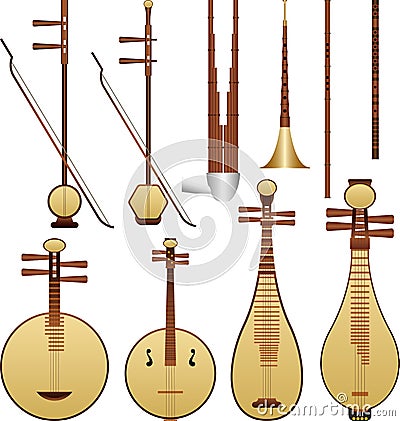 Chinese music instruments Vector Illustration