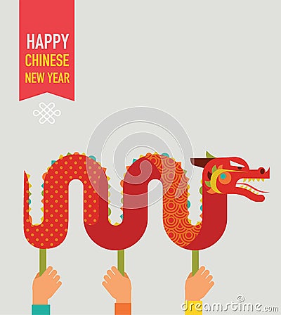 Chinese New Year background with red dragon Vector Illustration