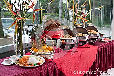 Chinese New Year Buffet Setting Stock Photo