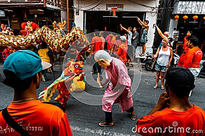 Chinese New Year celebration on the streets of Koh Phangan, Thailand Editorial Stock Photo