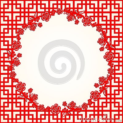 Chinese New Year Cherry Blossom Background Vector Illustration