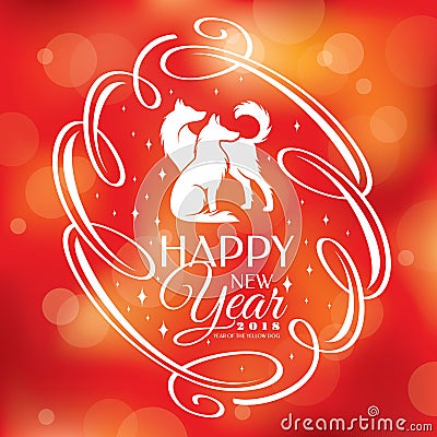 Chinese New Year Greeting Card. 2018 year Vector Illustration