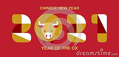 Chinese new year , 2021, Happy new year, Year of the OX, modern design, colorful, cow,.geometry Vector Illustration