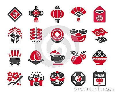 Chinese new year icon set Vector Illustration