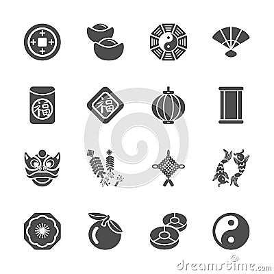 Chinese new year icon set, Vector Illustration