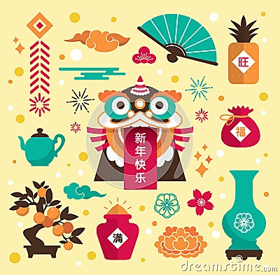 Chinese new year icons Vector Illustration