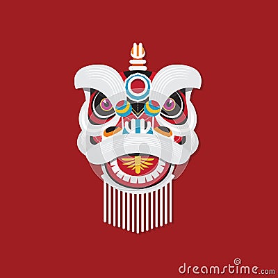 Chinese New Year Lion dance head Vector Illustration