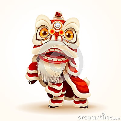 Chinese New Year Lion Dance Vector Illustration
