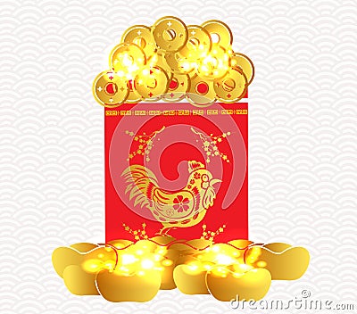 Chinese New Year Money Packets. Best Luck Ahead the Year of rooster Stock Photo