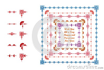 Chinese New Year pattern brush line frame style Vector Illustration