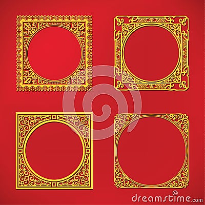 Chinese new year pattern frame Vector Illustration