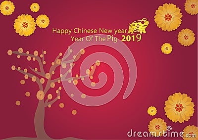 2019 Chinese New Year, of Pig vector Design for text and greetings card, banners, calendar Stock Photo