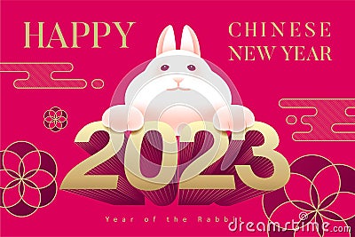 2023 Chinese New Year posters. Year of the rabbit. Vector Illustration
