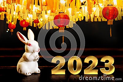 Chinese New Year 2023 - year of rabbit according to the lunar calendar, Chinese zodiac symbol Stock Photo