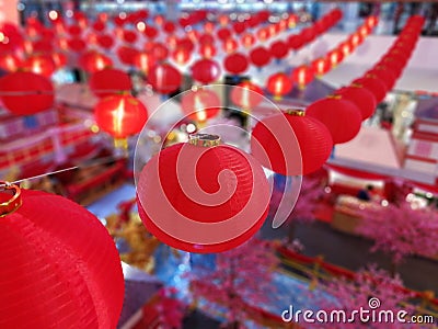 Chinese new year red lanterns for decorative place Stock Photo