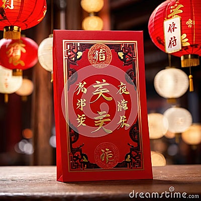 Chinese New Year red packet for gift of money for fortune and luck Stock Photo
