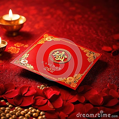 Chinese New Year red packet for gift of money for fortune and luck Stock Photo